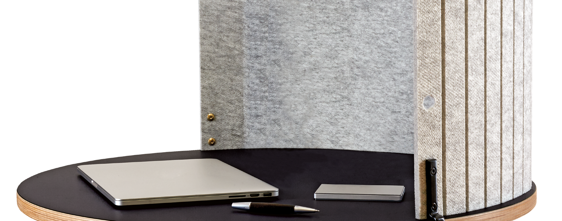 AS400 table with a felt privacy screen with a cutout 