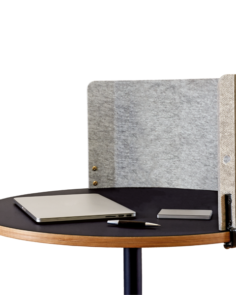 AS400 table with a felt privacy screen with a cutout