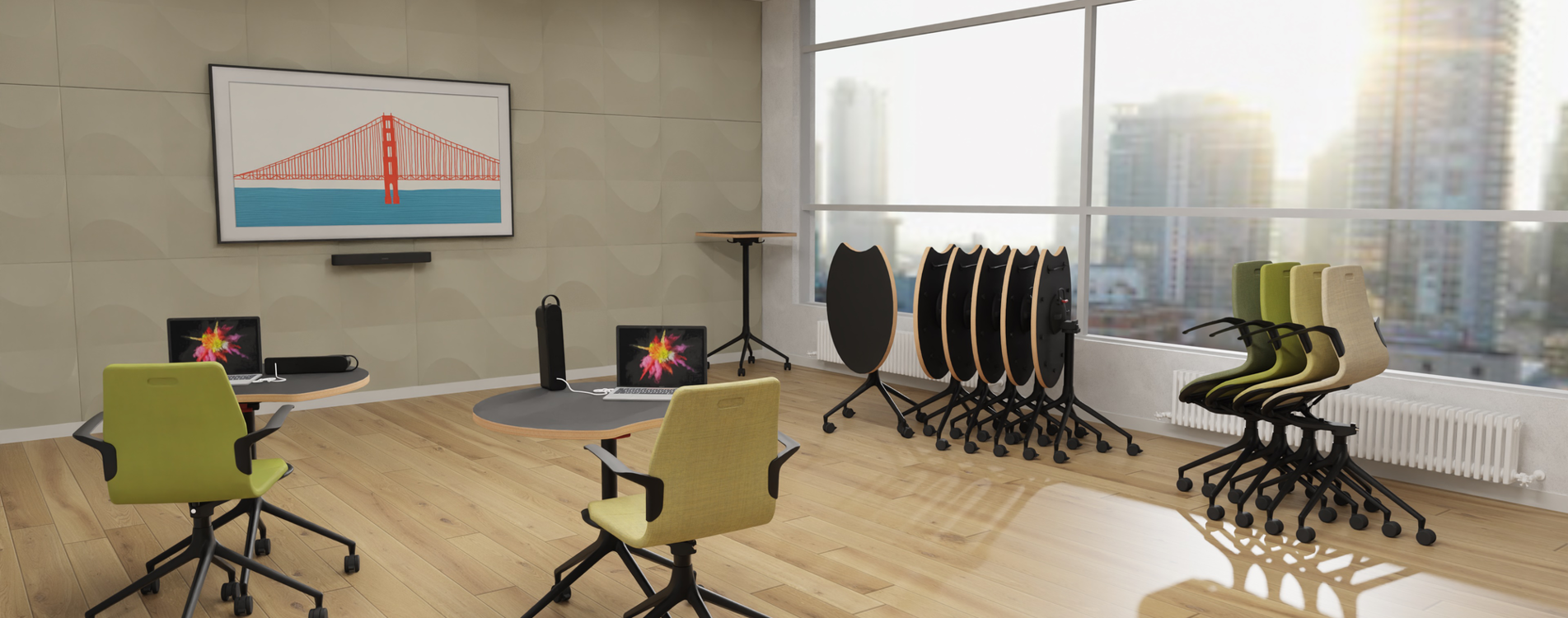 An installation image featuring the AS tables and AS100 chairs