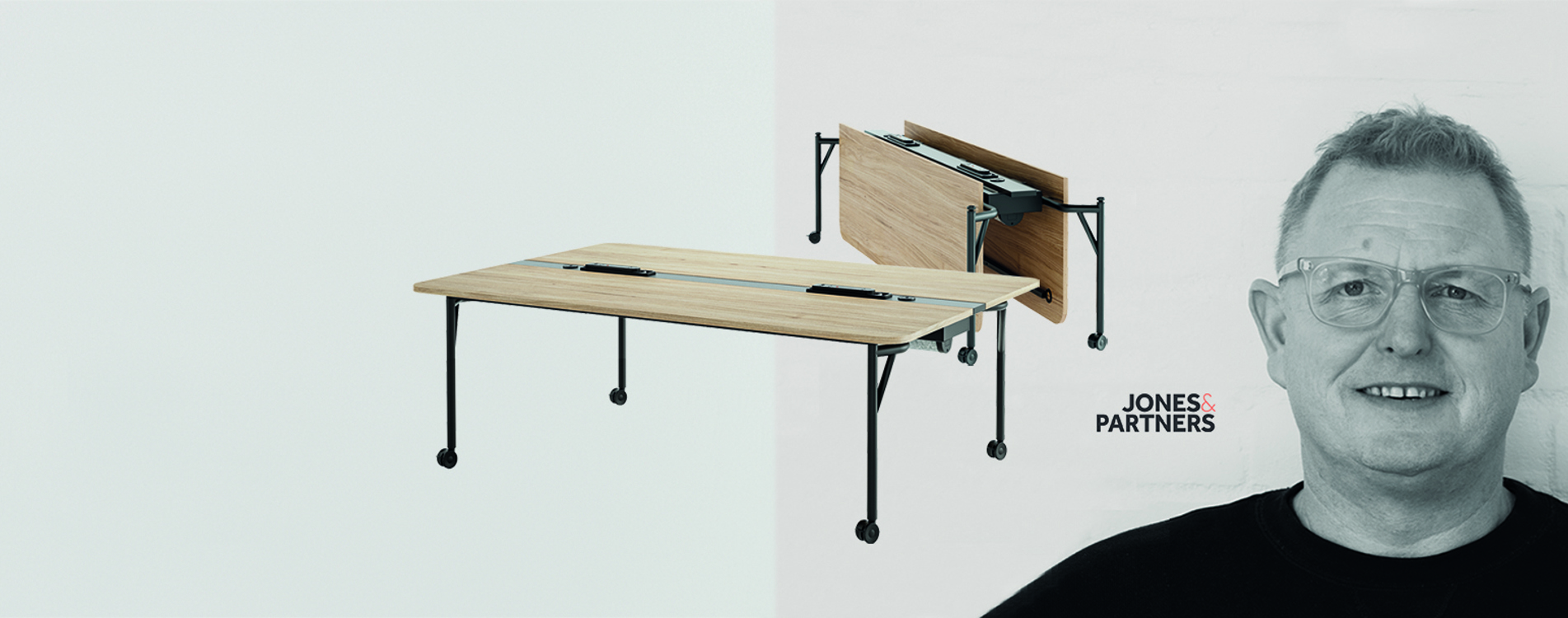 A graphic featuring the Folding Surfaces table and a portrait of Craig Jones