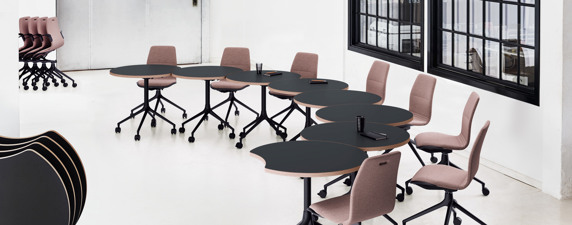 An installation image featuring the AS tables and AS100 chairs