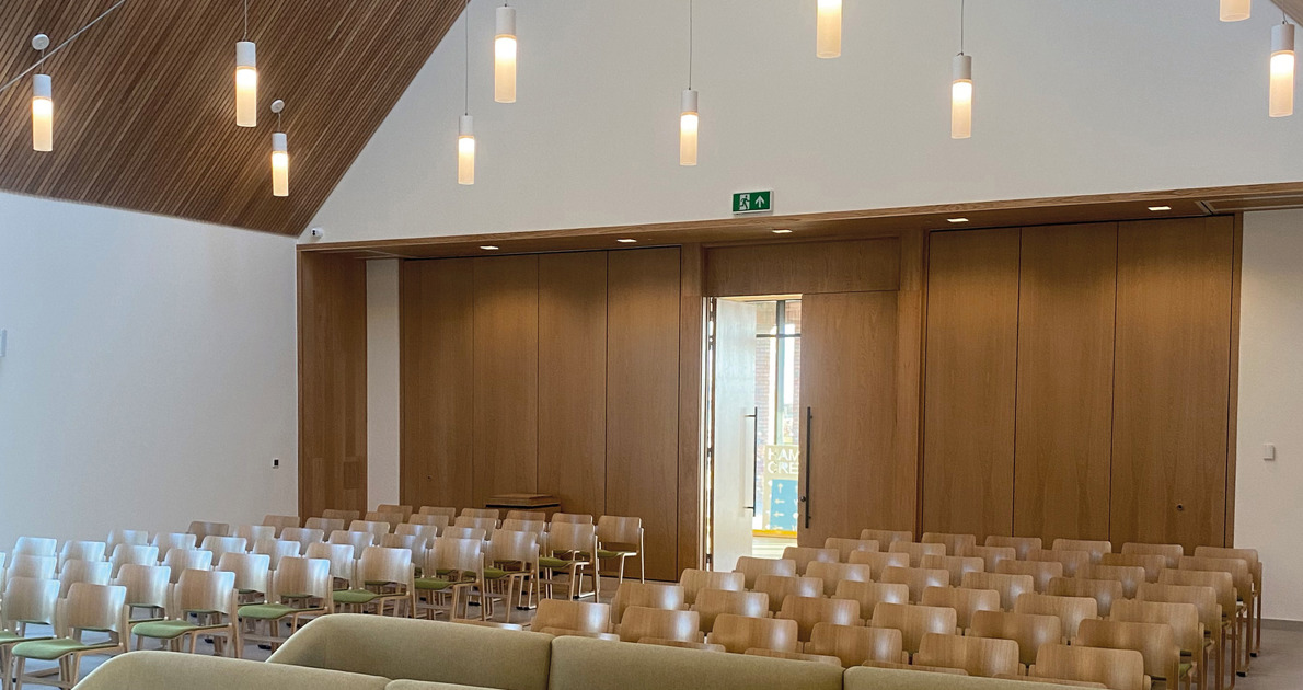 40/4 wood frame chairs in Hambleton Crematorium