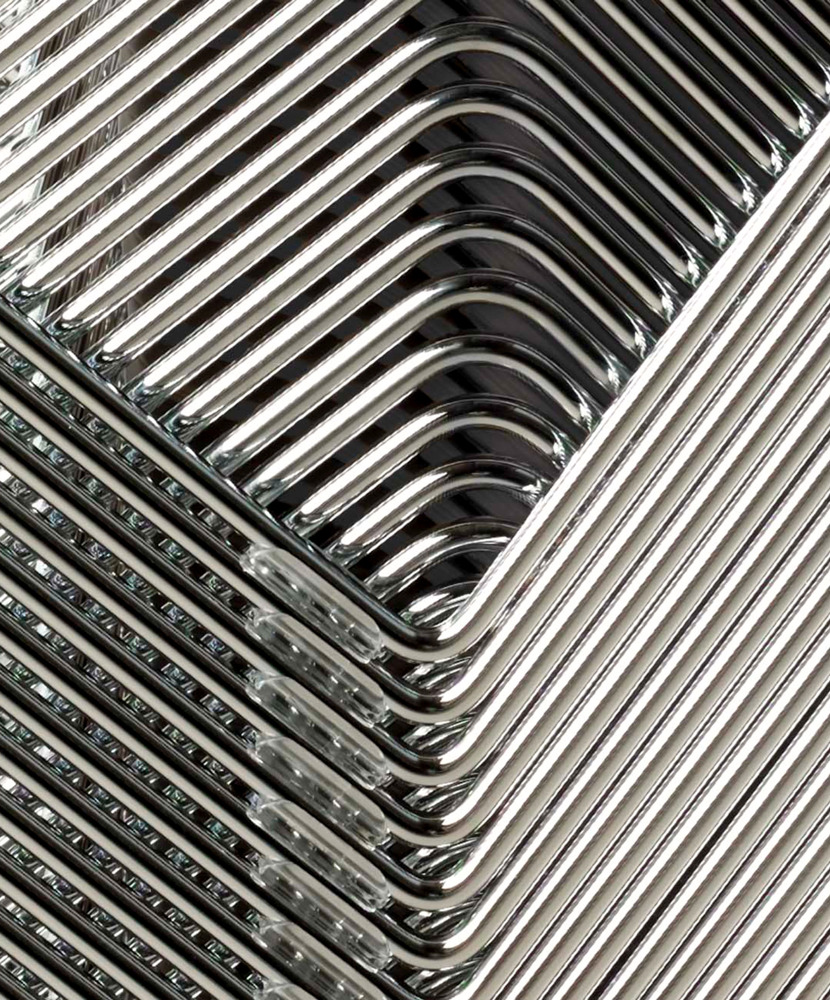 A close-up image of a stack of metal 40/4 frames