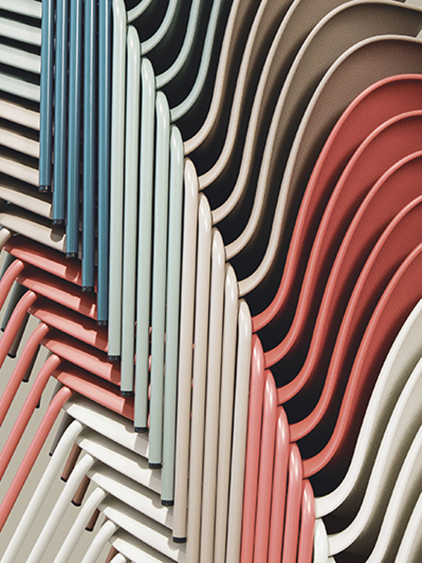 SixE chairs by Pearson Lloyd - colourful frames