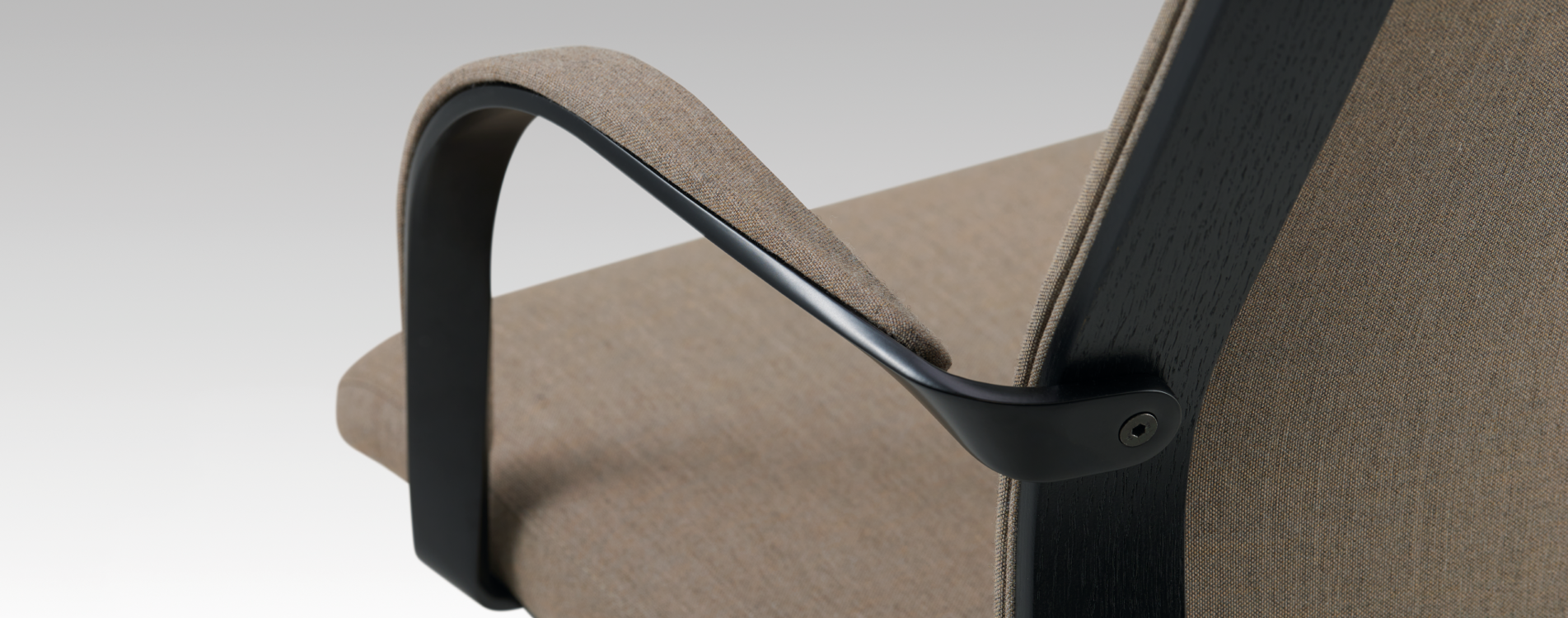 A deatail photo of a MN1 upholstered arm detail