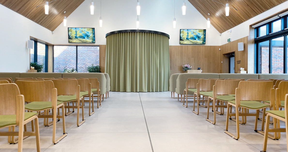 40/4 wood frame chairs in Hambleton Crematorium