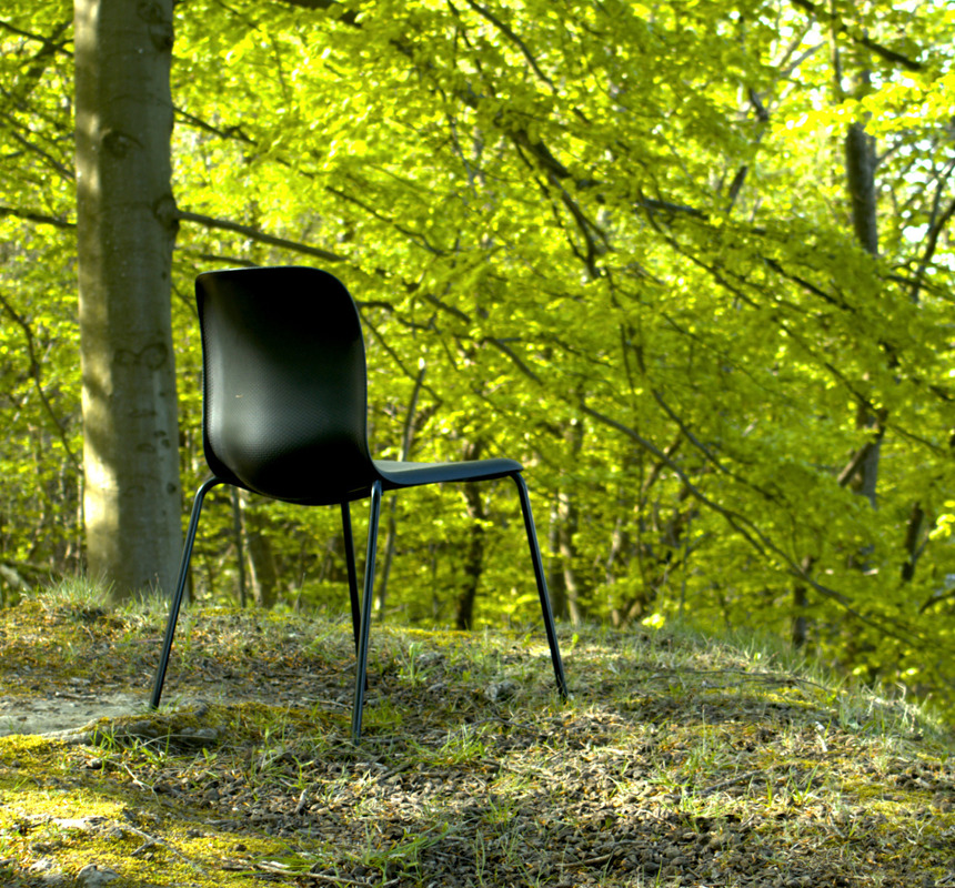 SixE chair captured in a forest