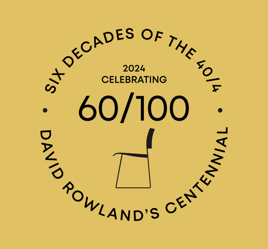 40/4 60th anniversary logo against yellow background